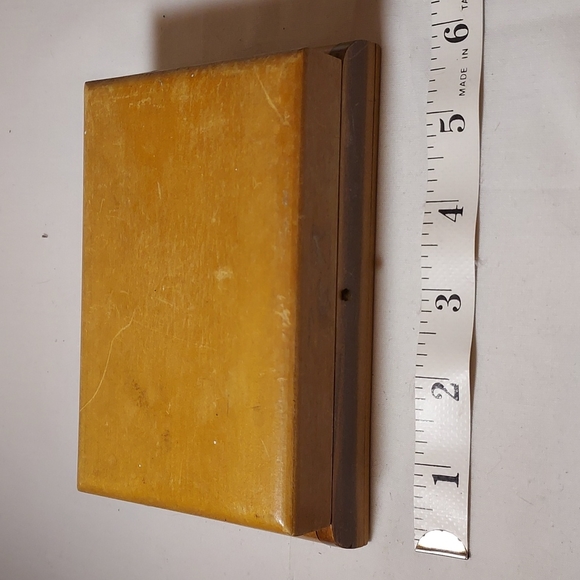 Vintage Wood Box with Red Lined Material Curved Edges - Picture 8 of 12